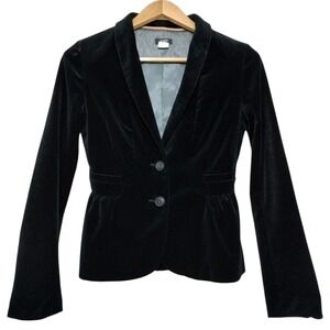 J. Crew Women's 2 Velvet Blazer Peplum Long‎ Sleeve Jacket Minimalist
